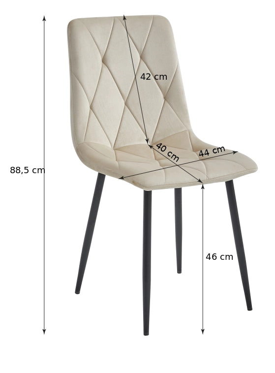 Sedia Valora TYRA in velluto nero e metallo x4