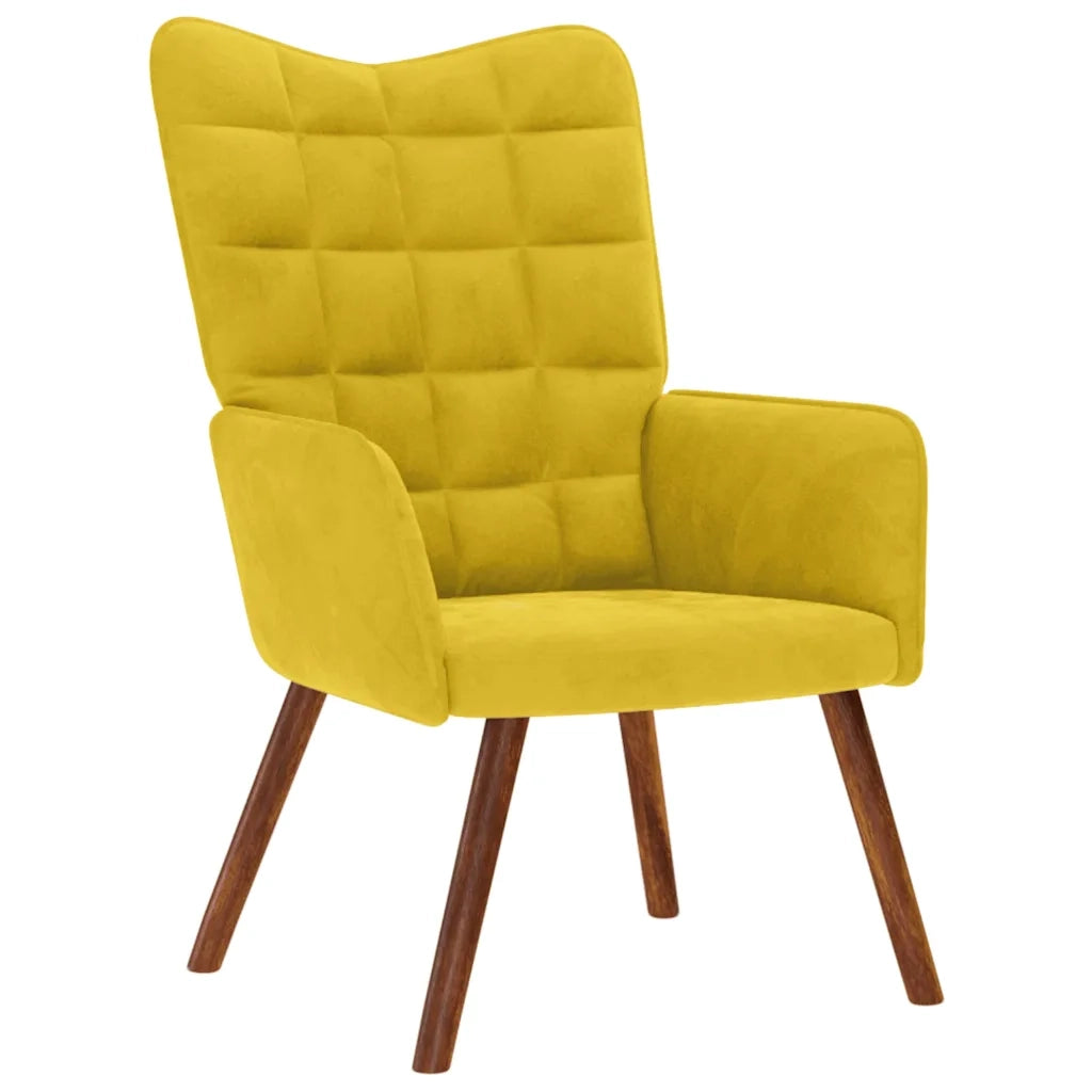 Poltrona Relax con Sgabello in Velluto Giallo 4016828