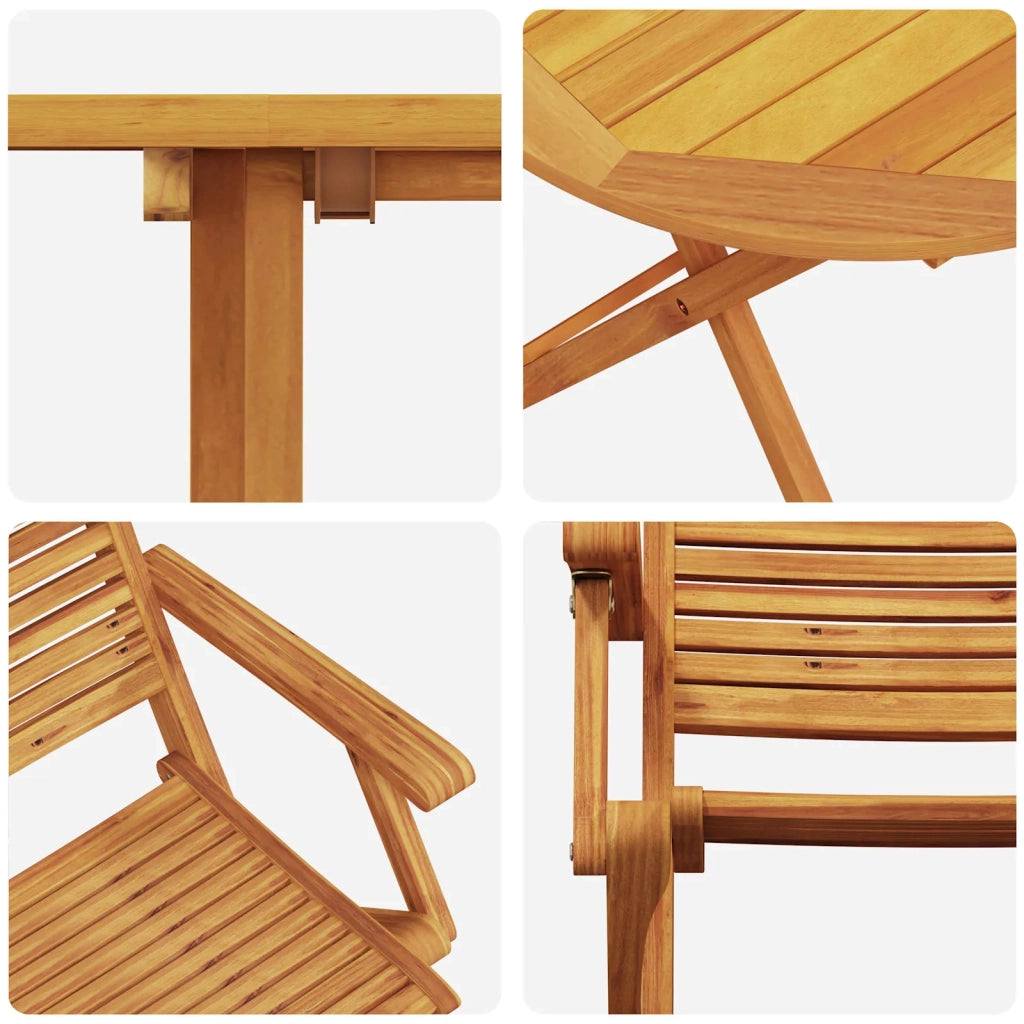 Set Bistro Pieghevole 3 pcs Marrone Legno di Acacia Massello 3375695
