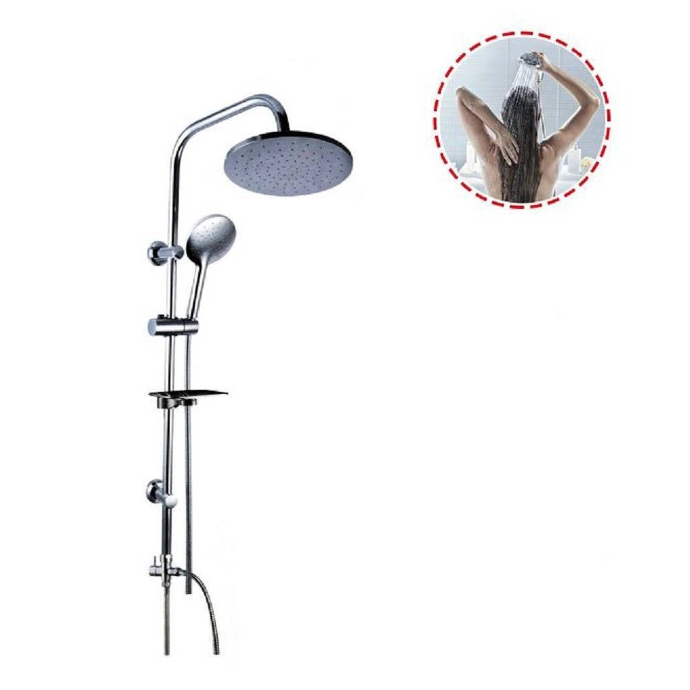 Trade Shop - Colonna Doccia Kit Saliscendi Soffione Fisso Doccetta Multigetto 69128 Portasapone -