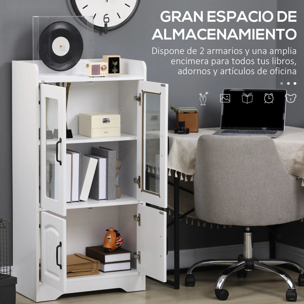 Libreria con ante in vetro scaffale regolabile ¨C Minimal ¨C Bianco 60x30x116cm