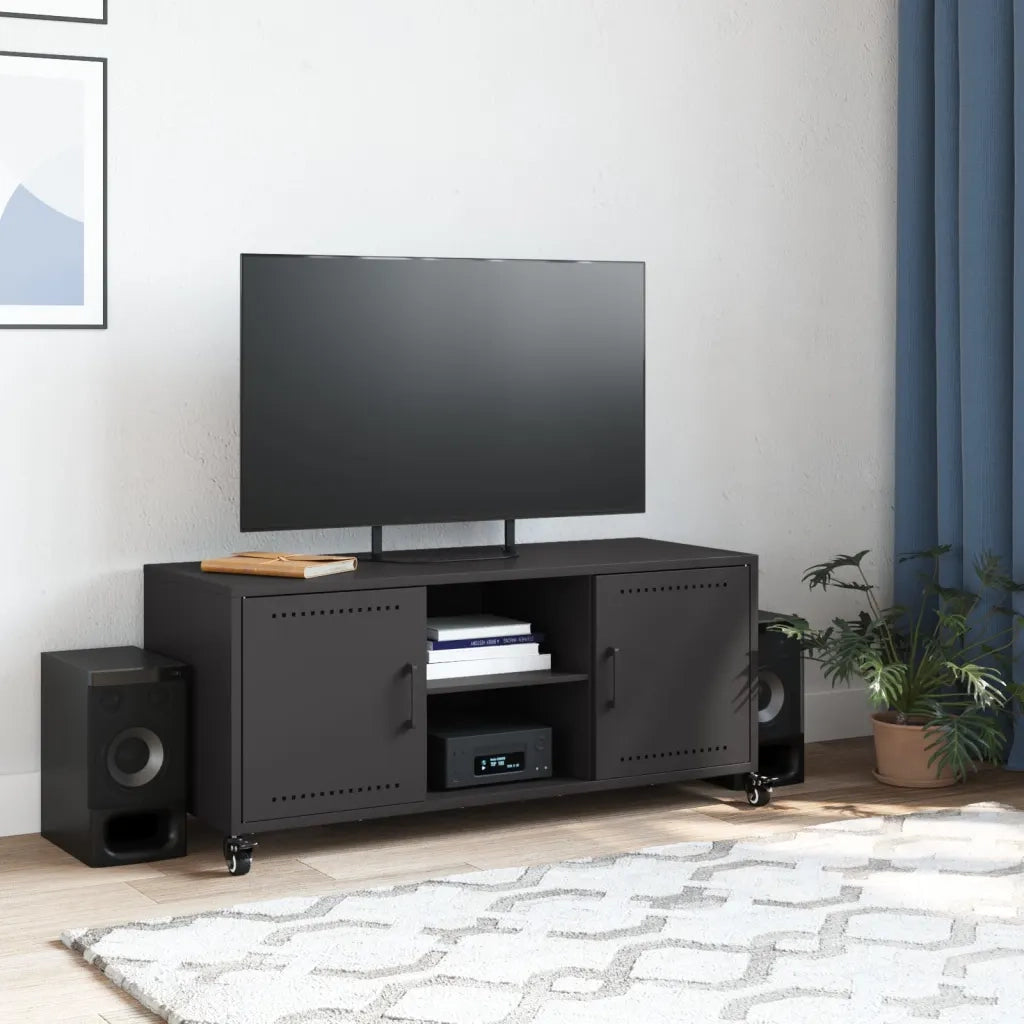 Mobile TV-Credenza per TV-Console TV Nero 100,5x39x43,5 cm in Acciaio 868219