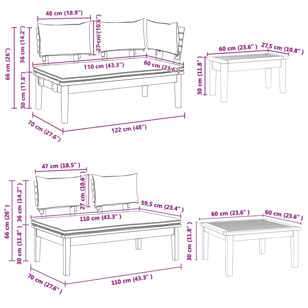 Set Divano da Giardino 4 pcs Marrone e Grigio 3356865