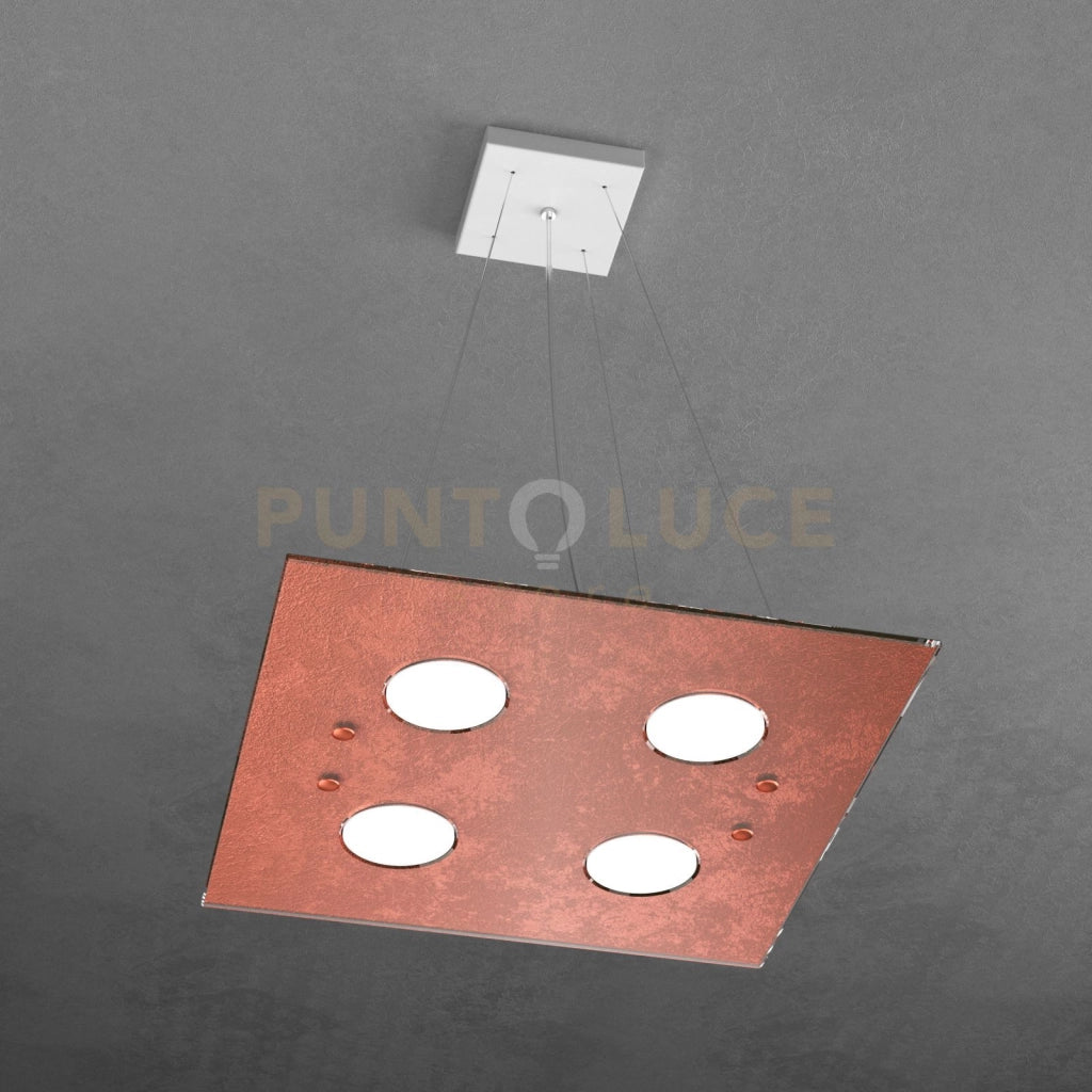 PATH SOSPENSIONE 4 LUCI QUADRA FOGLIA RAME 1141-S4-FR