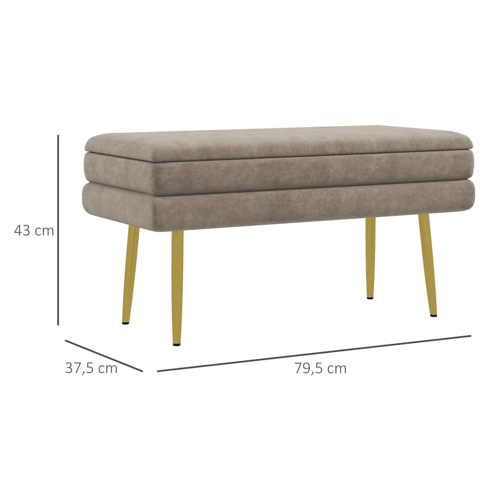 Pouf con contenitore ¨C Minimal ¨C beige velluto 79.5x37.5x43 cm