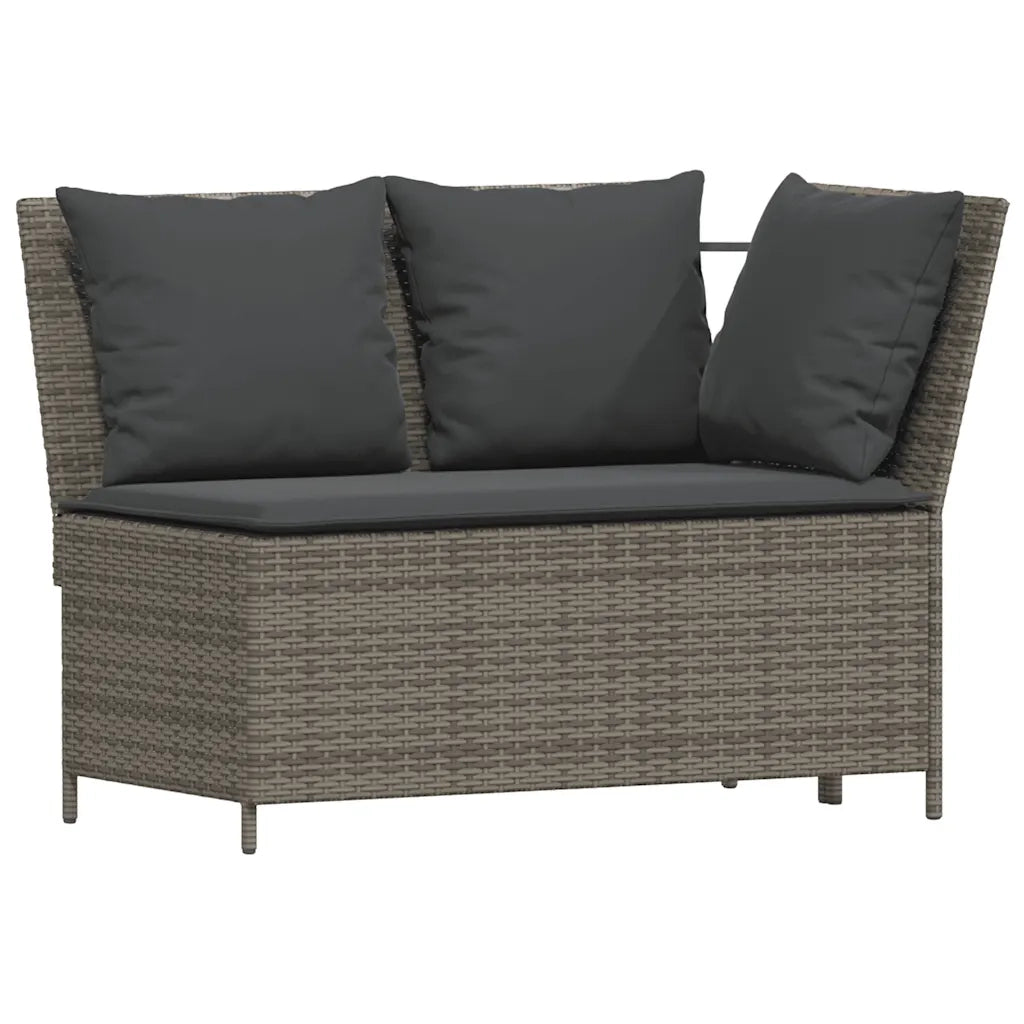 Set Divani da Giardino 4 pz con Cuscini a Forma di L Polyrattan