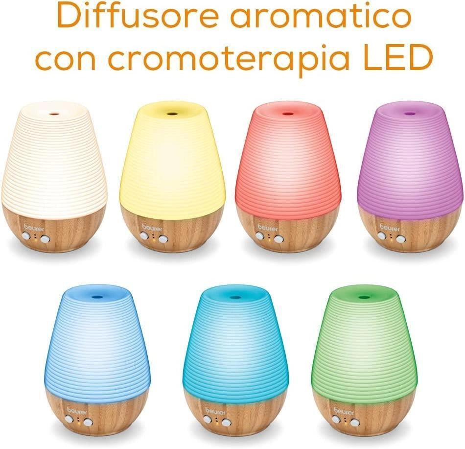 Beurer 606.26 LA 40 Diffusore Aromaterapico Ultrasuoni 180 ml 12 W LED 7 Colori Timer Spegnimento Automatico colore Bianco