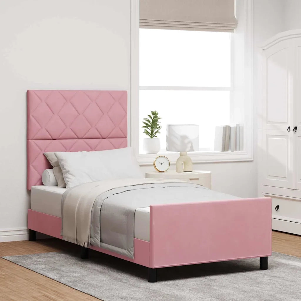 Letto a molle con testiera Rosa 90 x 200 cm Velluto