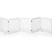 Cancello di legno pieghevole alto 60cm con 5 pannelli, Barriera per animali con cuscinetti antiscivolo Bianco
