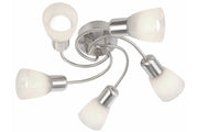Plafoniera Gordon classica 5 luci vetro bianco E14