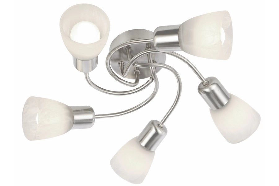 Plafoniera Gordon classica 5 luci vetro bianco E14