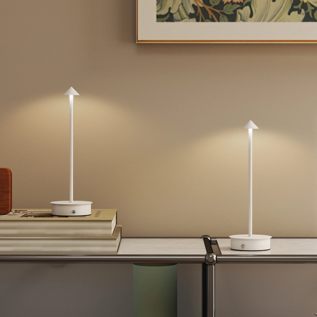 Lampada da Tavolo LED Ricaricabile USB Touch Dimmable 2 Pezzi ¨C Minimal ¨C ?10x30 cm Bianco