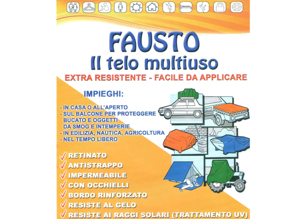 Telo Multiuso Resistente Antipioggia Antivento Antistrappo Impermeabile Fausto - 150x350 - Telo Fausto