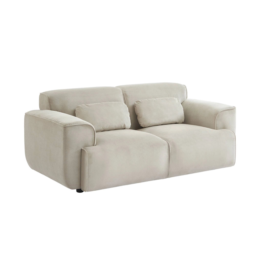 Divano in velluto a coste fini, 2 posti, beige grigio