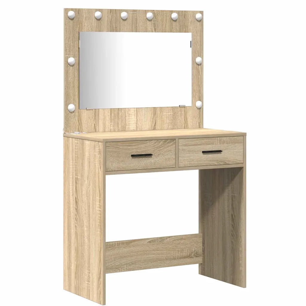 Set da tavolo da trucco con LED con porta 3 pcs Rovere Sonoma 3334283
