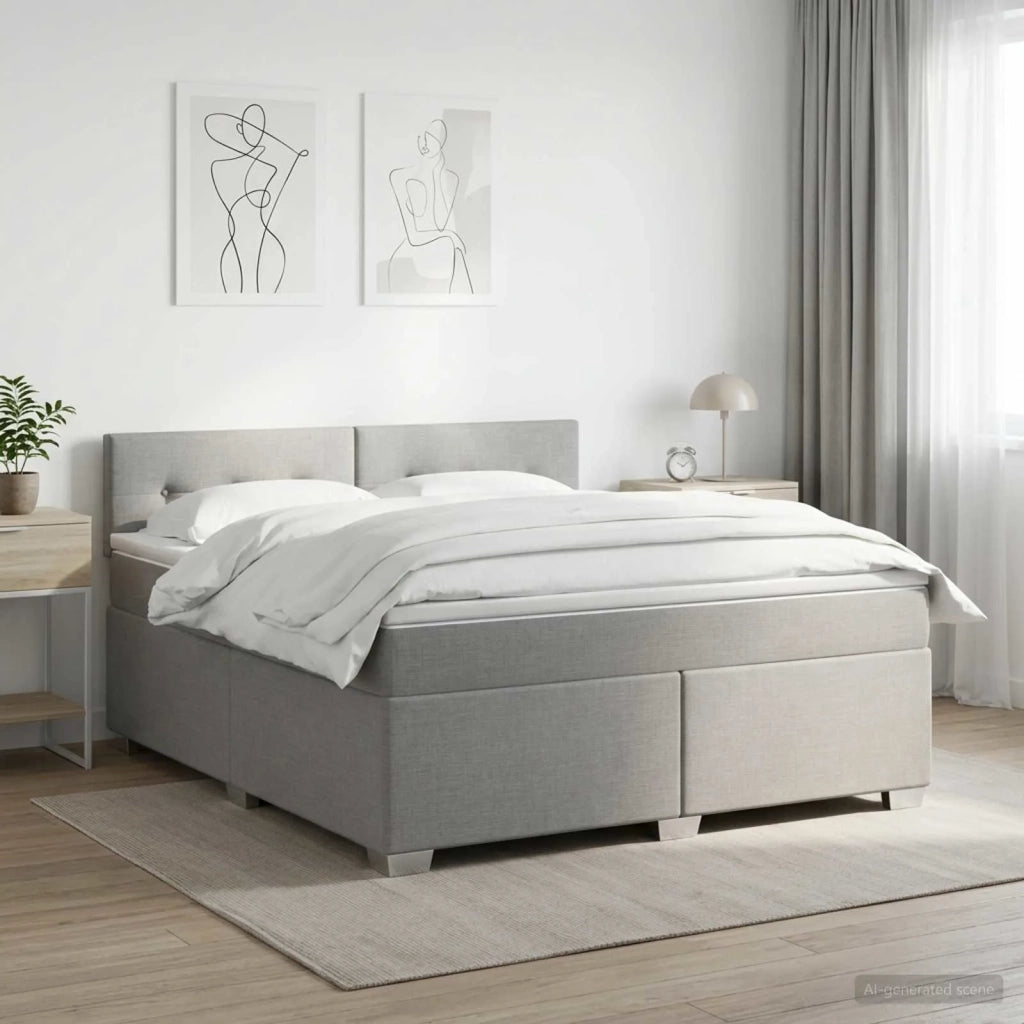Letto box spring con materasso Grigio Chiaro 160 x 200 cm 3450516