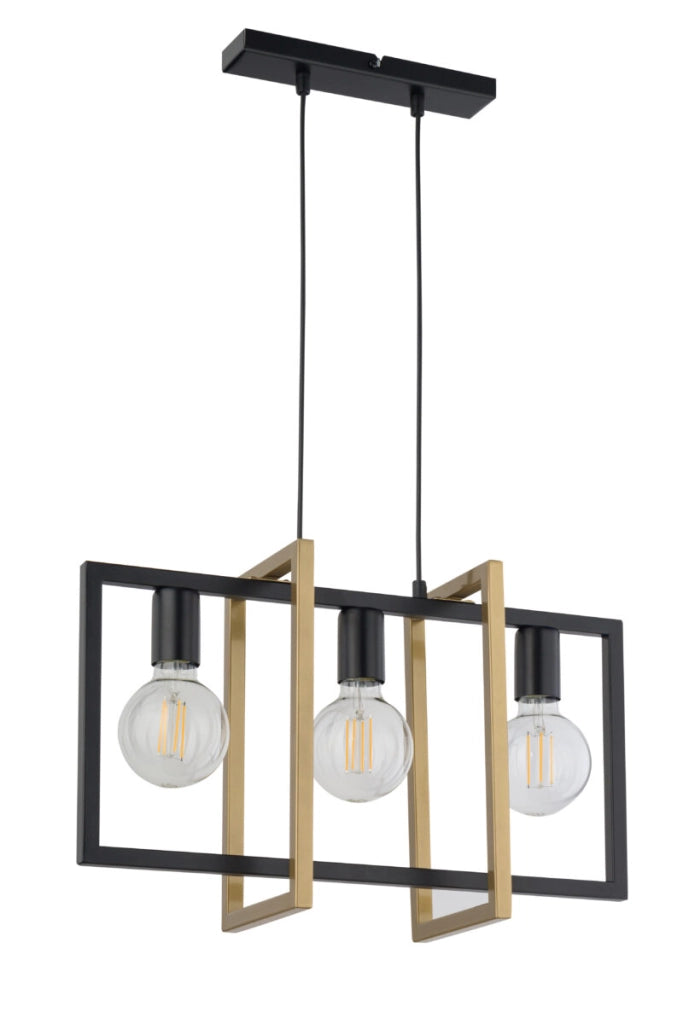 Lampada sospesa loft Eden nera oro 3xE27 Sigma Lighting