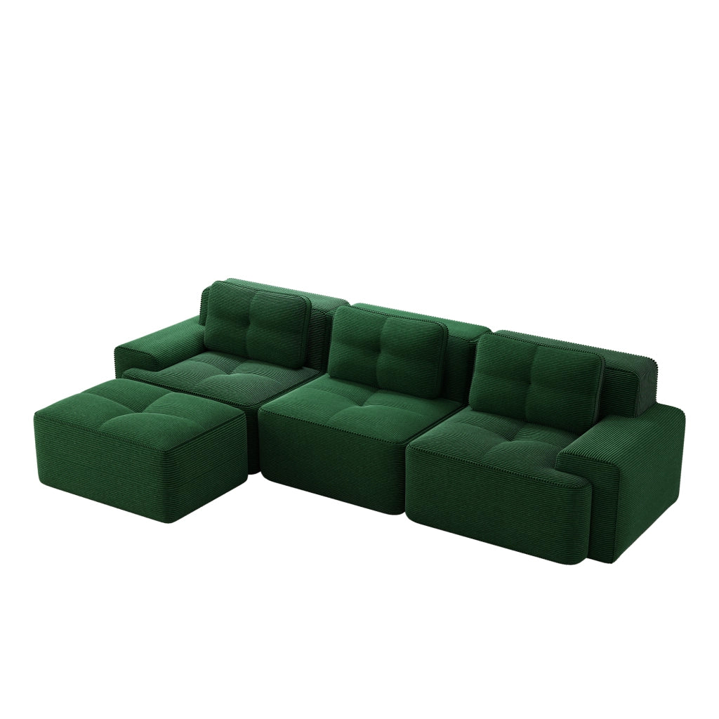 Divano modulare L Cloud Boneless - Zephmum- 3 posti in velluto a coste verde