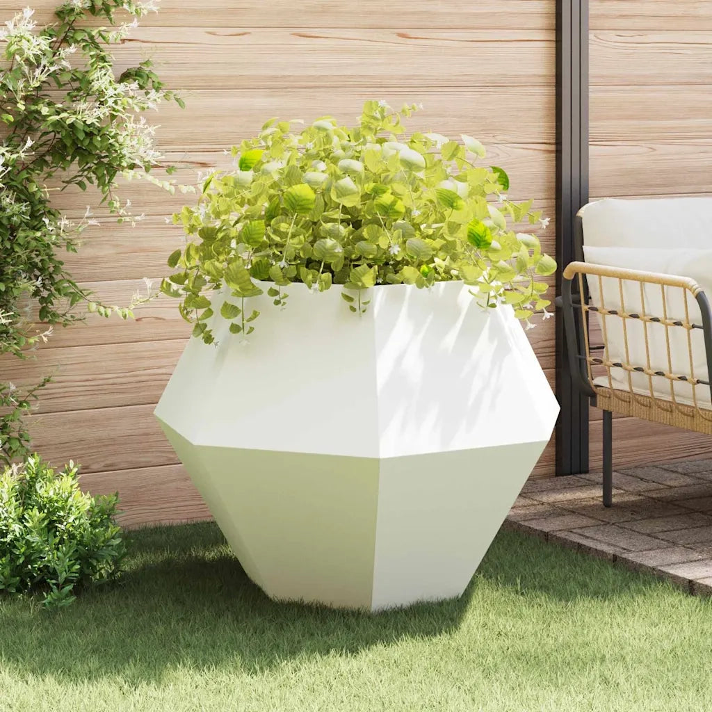 Fioriera 2 pcs Bianco 100 x 100 x 80 cm Acciaio