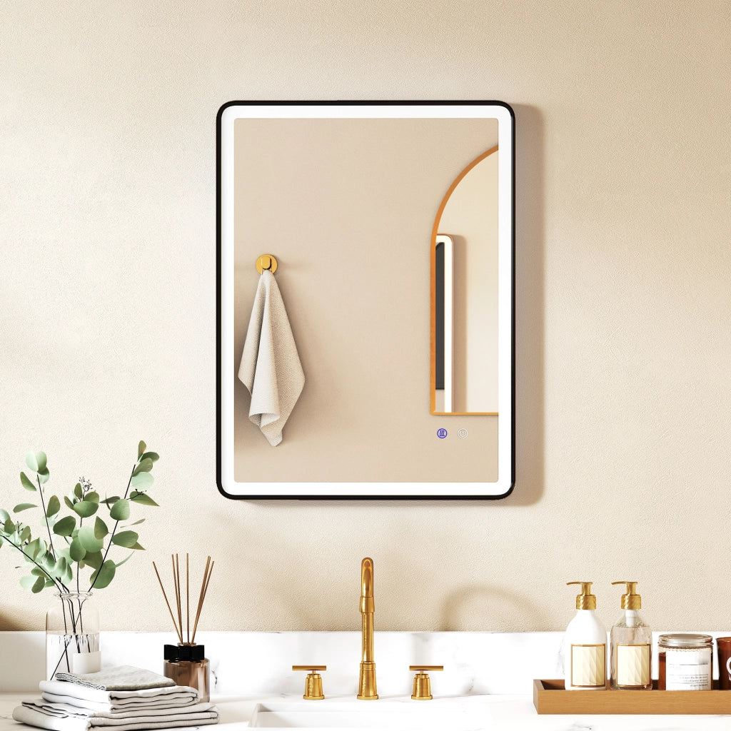 Specchio Bagno LED Anti-Appannamento Dimmabile ¨C Minimal ¨C 80x60 cm Nero