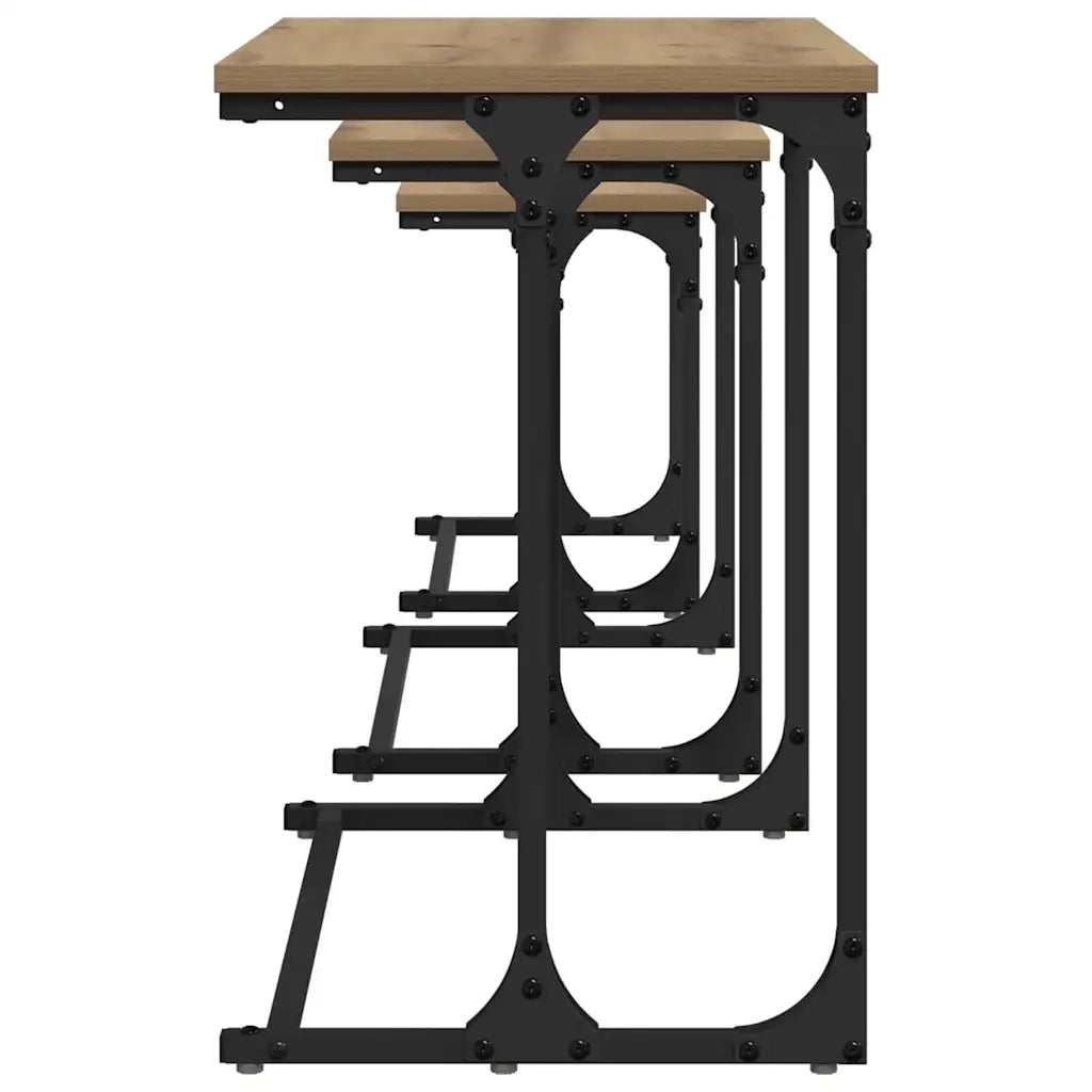 Tavolo da caffè nesting 3 pcs rovere artigianale 883532