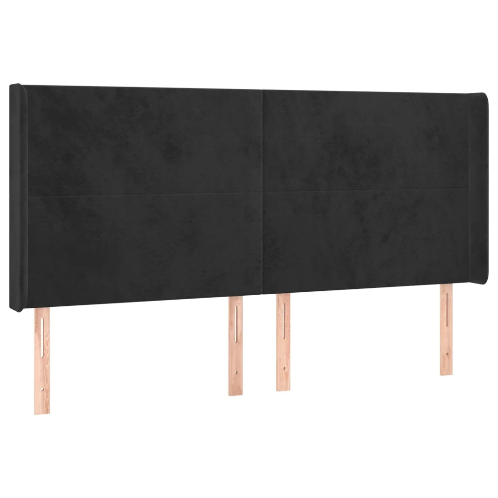 Testiera | Testata ad Orecchio Nera 183x16x118/128 cm in Velluto