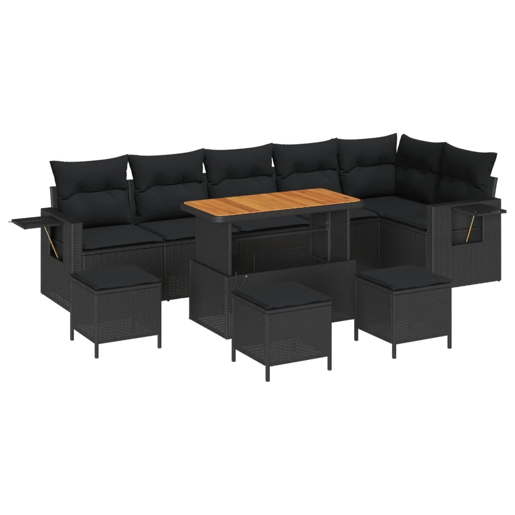 Set Divano da Giardino con cuscino 12 pcs Nero polyrattan 3363719