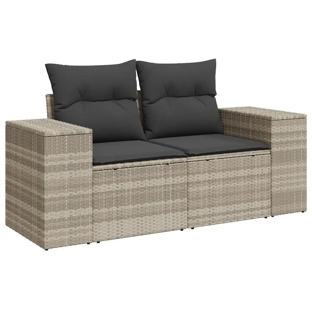 Set Divano Giardino 10 pz con Cuscini Grigio Chiaro Polyrattan