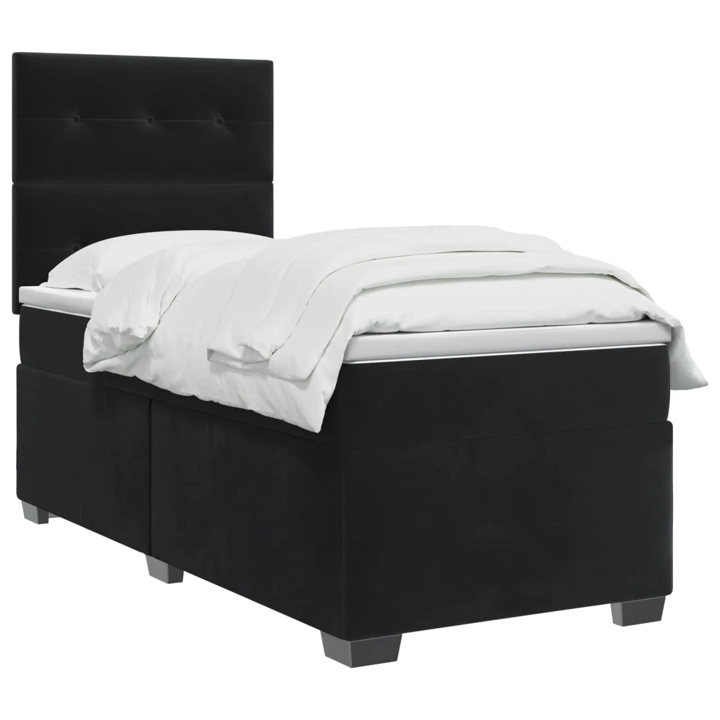 Letto box spring con materasso Nero 100 x 200 cm Velluto 3455050