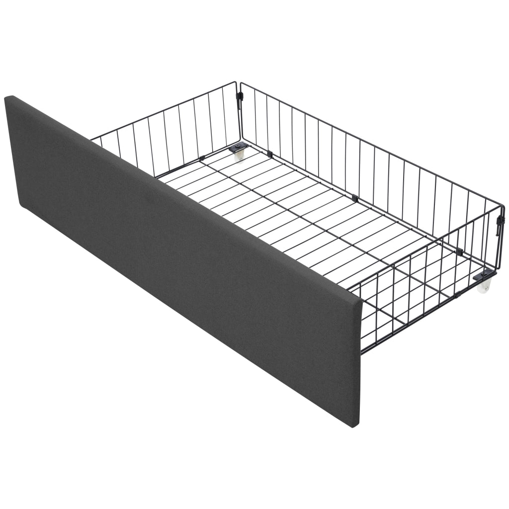 LETTO Imbottito 140x200 cm Grigio con testiera regolabile, LED e 4 cassetti