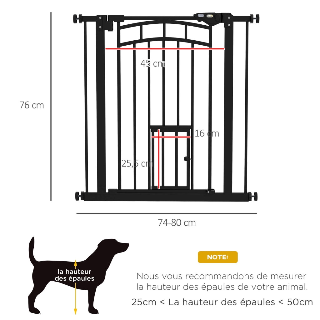 Cancello per animali ¨C Minimal ¨C nero, acciaio, 74-80 cm