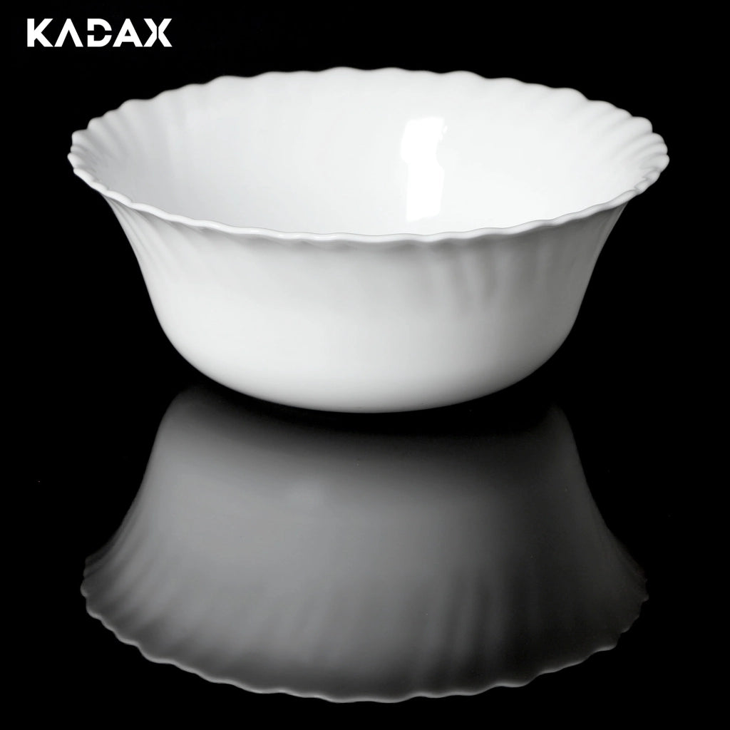 KADAX Set di 6 ciotole in vetro per insalata e snack, bianche, 17,5 cm