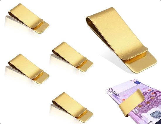 Portafoglio elegante in acciaio inossidabile - 4 pezzi - Portatile - Design sottile - Adatto per uomini/donne - Spazio per biglietti di banca/cartelle - Portafoglio con clip