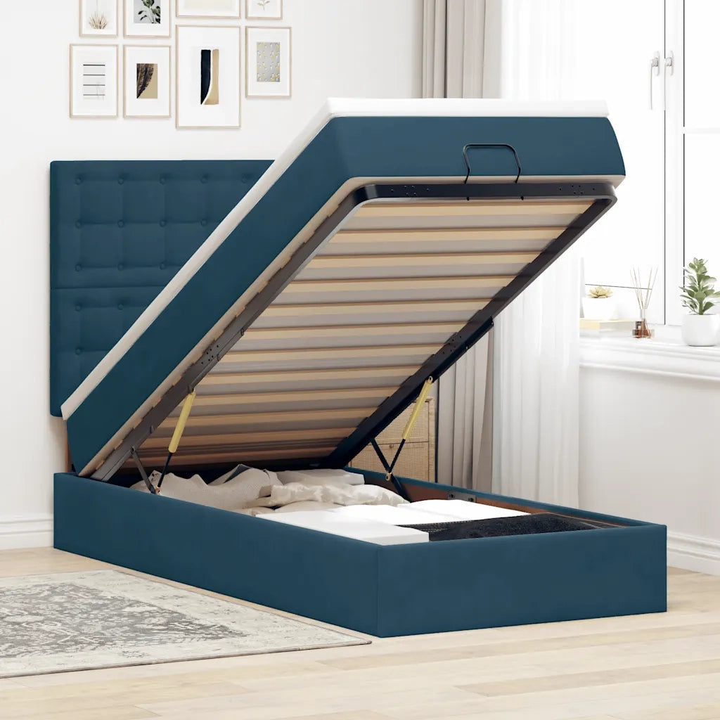 Struttura Letto Pouf con Materassi 90x190 cm in Velluto 3313587