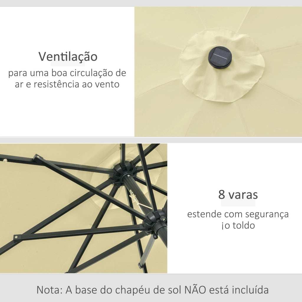 Ombrellone da Giardino con Luci LED Solari ¨C zephmum ¨C Beige ?265 cm