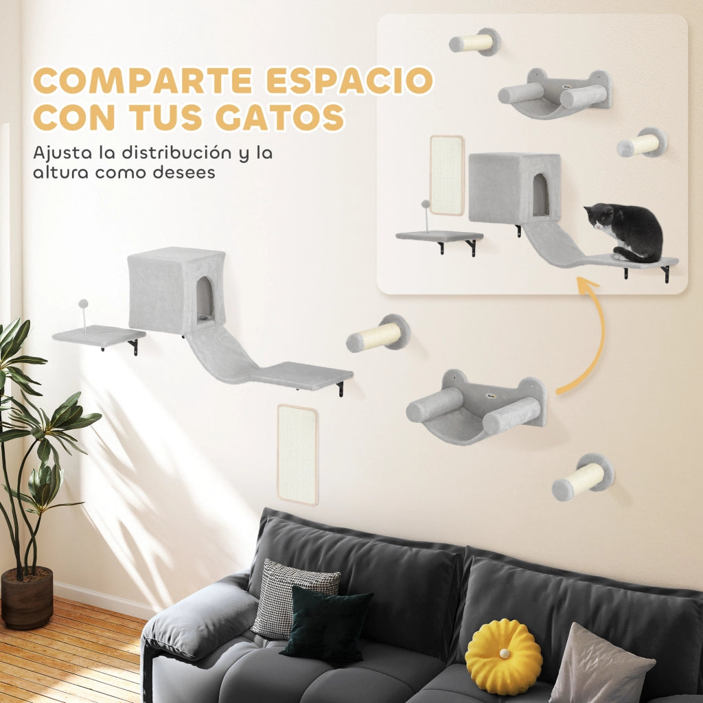 Gioco per Gatti con Condominio Piattaforma Amaca e Tiragraffi ¨C Minimal ¨C Grigio