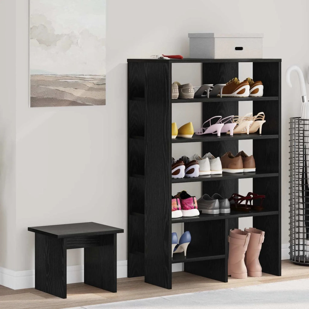 Mobile per scarpe 2 pcs Rovere Nero Legno multistrato 8000381