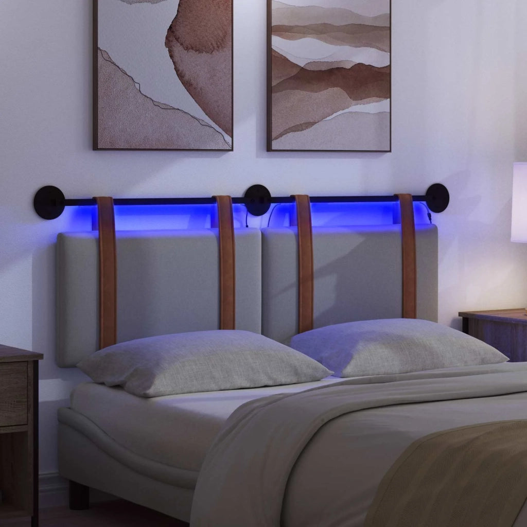 Testiera | Testata sospesa Con luce LED Grigio Chiaro PU Antico