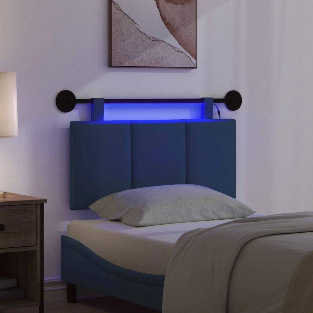 Testiera sospesa Con luce LED Blu Tessuto 3424745