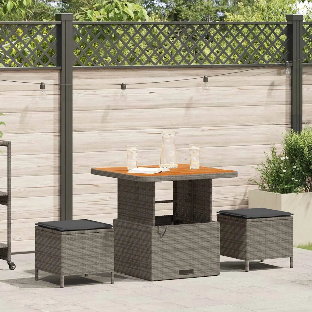 Set da Pranzo per Giardino Grigio polyrattan 42007915