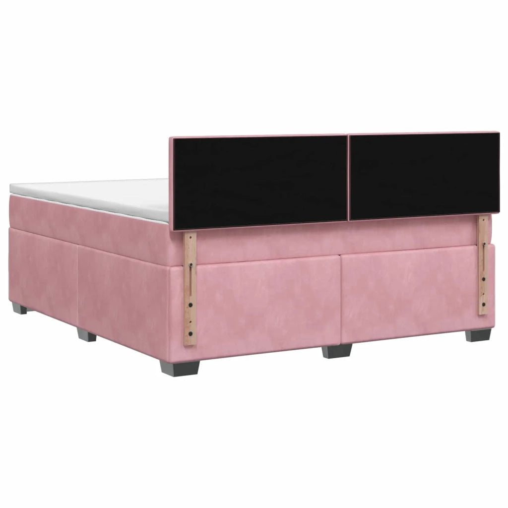 Letto box spring con materasso Rosa 160 x 200 cm Velluto 3450751