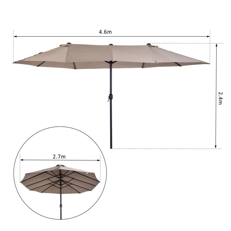 OMBRELLONE DOPPIO TETTUCCIO DA ESTERNO 460 X 270 X 240 ECRÙ