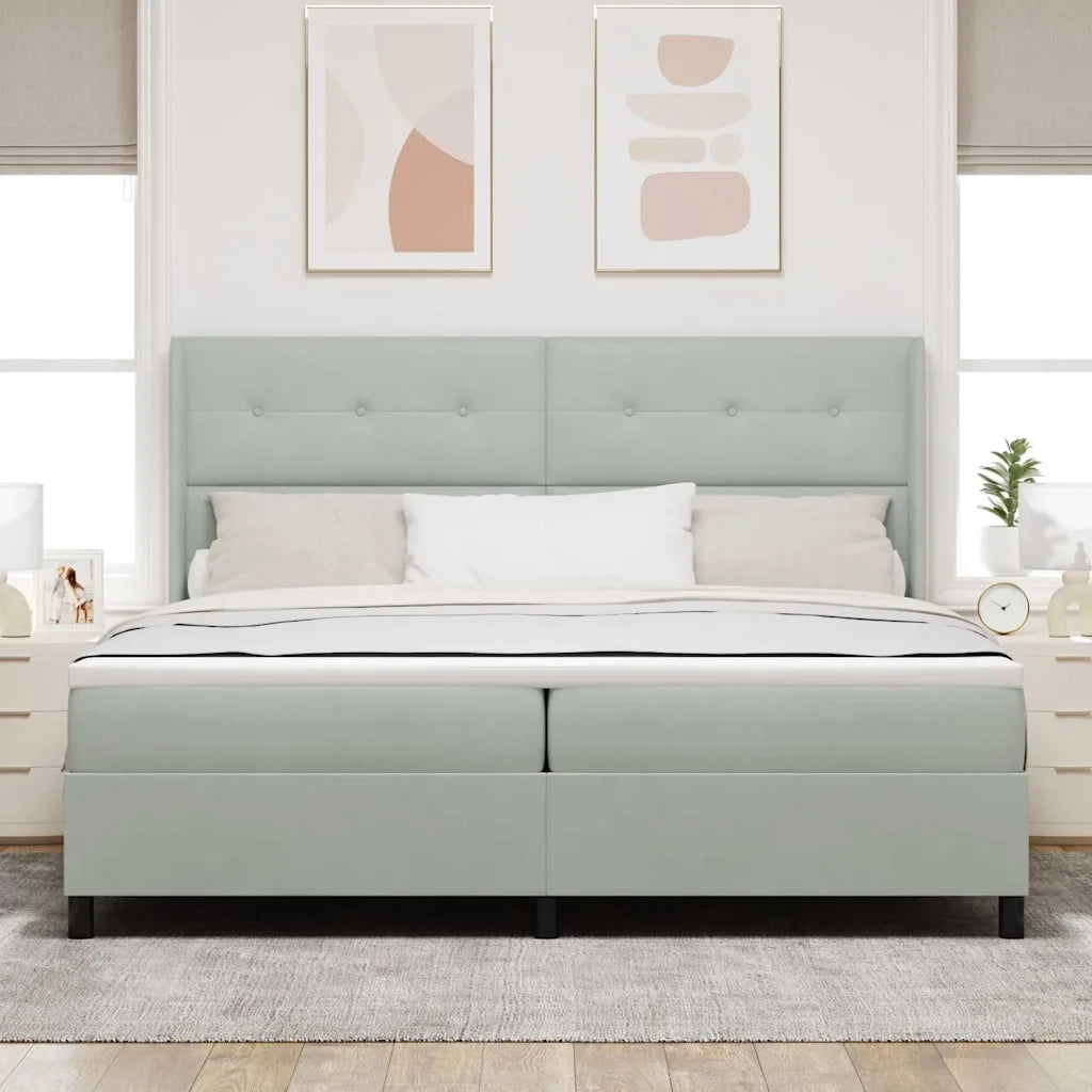 Letto a molle con testiera Grigio chiaro 200 x 200 cm Velluto 3343886
