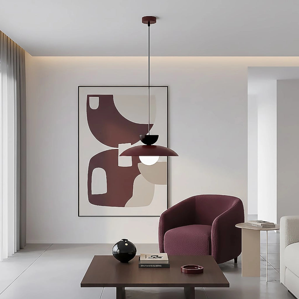 Lampada a sospensione Mulan 1xG9 bordeaux nero bianco Emibig