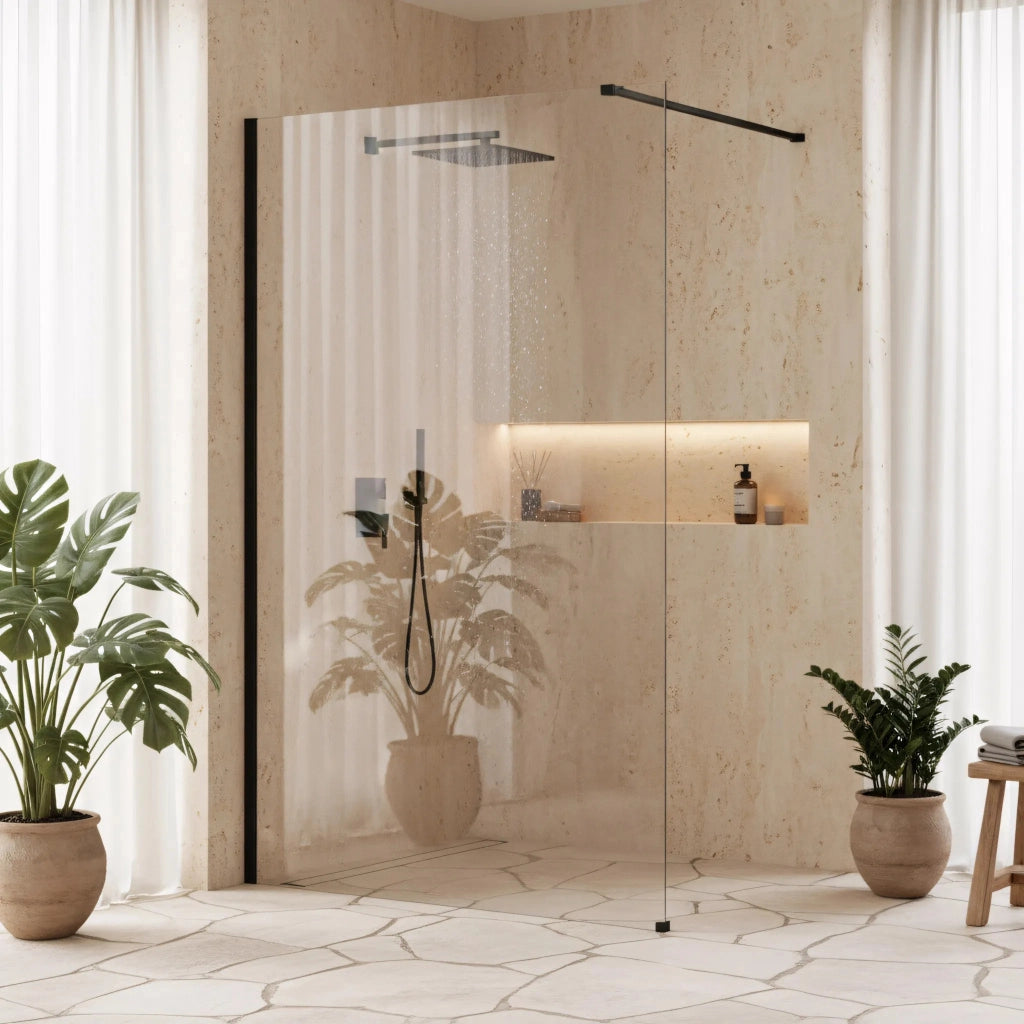 Parete Doccia Rea Flexi Transparent / Black 140