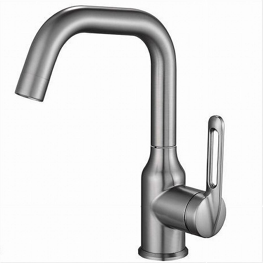 Trade Shop - Rubinetto Cucina Monocomando Miscelatore Girevole Lavello Satinato Silver 87259 -