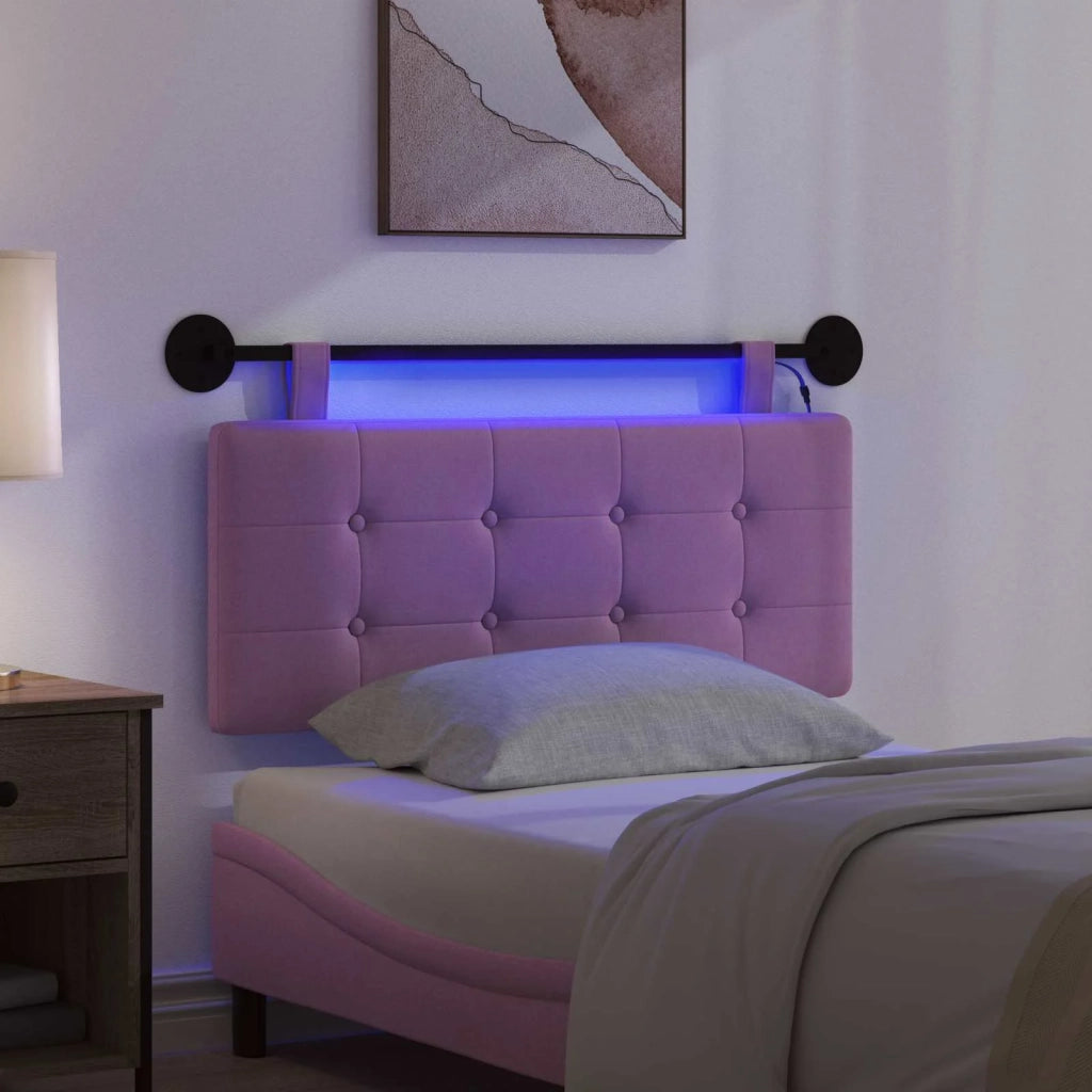 Testiera sospesa Con luce LED Rosa Tessuto 3424397