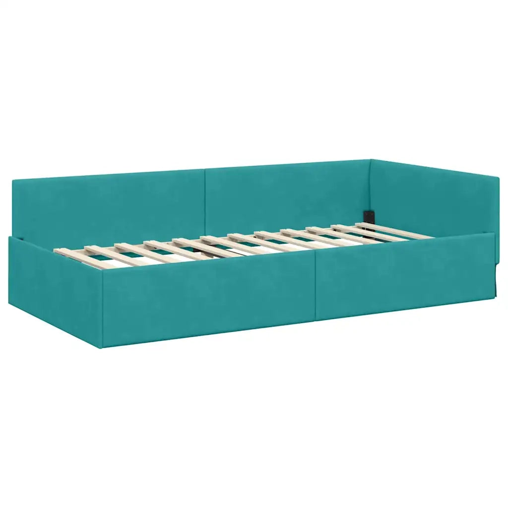 Struttura Letto Angolare con Materasso 2 pcs Turchese Velluto