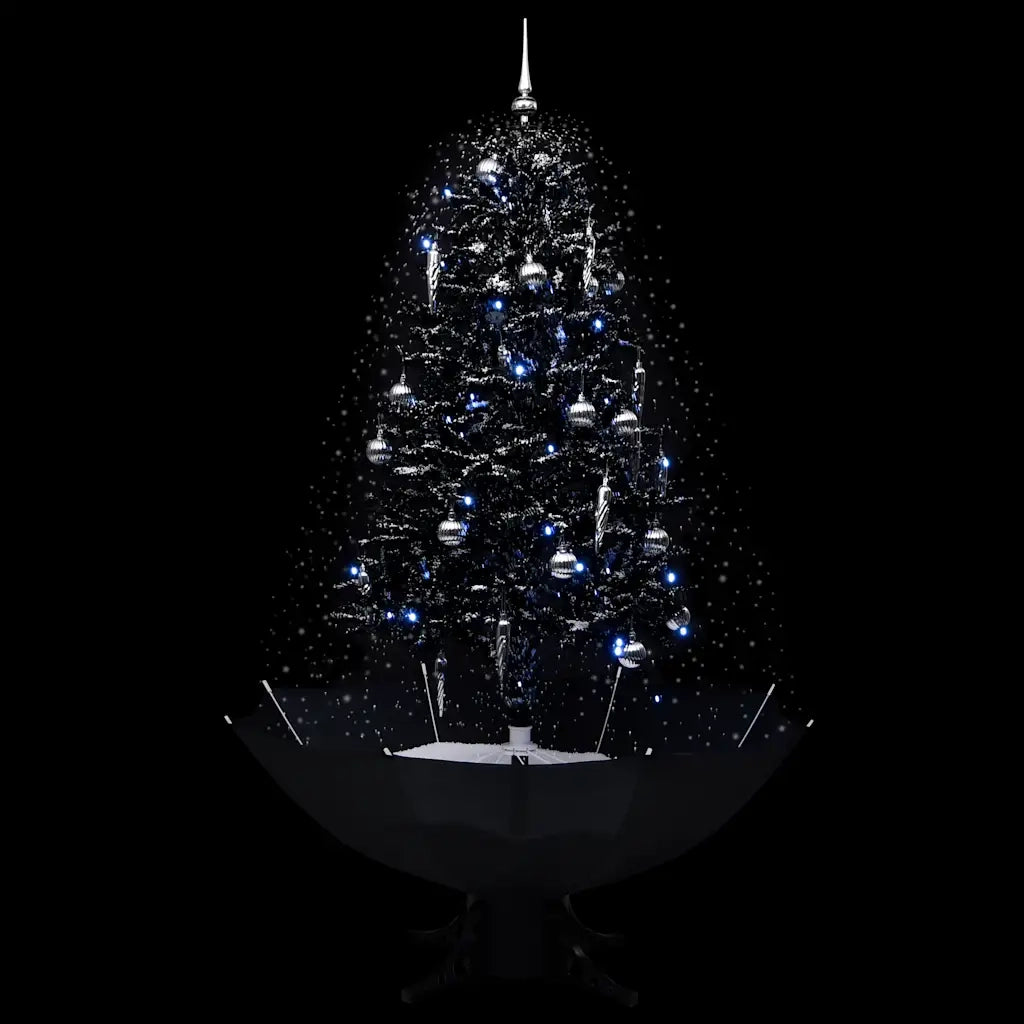 Albero di Natale con Nevicata e Base ad Ombrello Nero 170cm PVC 289933