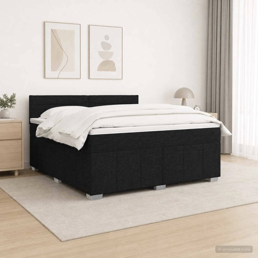Letto box spring con materasso Nero 140 x 190 cm Tessuto 3452665